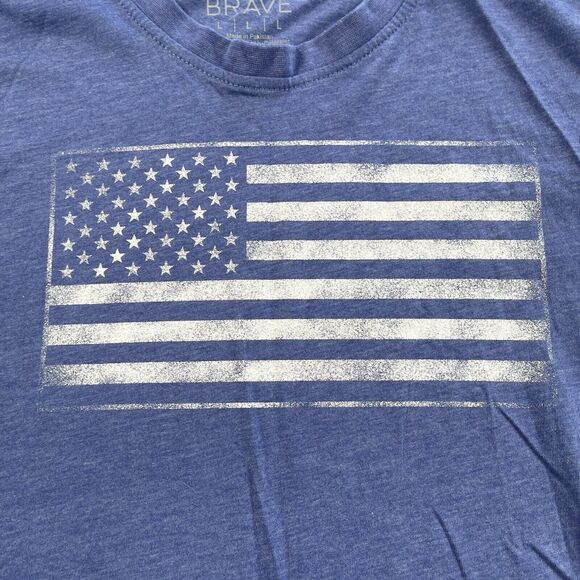 Home of the Brave T-shirt Mens Large Blue American Flag Graphic Short Sleeve - Picture 2 of 11